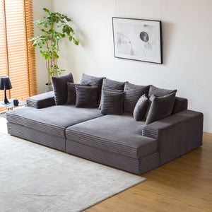Canapé 4 places assise profonde en velours côtelé gris anthracite Cardiff vue de dessus