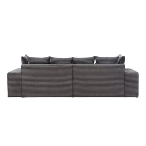 Canapé 4 places assise profonde en velours côtelé gris anthracite Cardiff packshot vue de dos