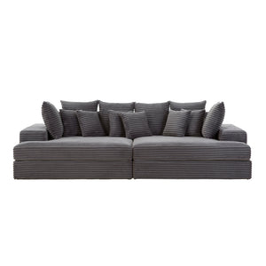 Canapé 4 places assise profonde en velours côtelé gris anthracite Cardiff packshot vue de face