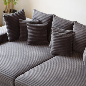 Canapé 4 places assise profonde en velours côtelé gris anthracite Cardiff toucher doux