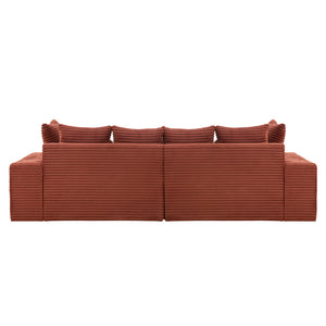 Canapé 4 places assise profonde en velours côtelé terracotta Cardiff packshot vue de dos