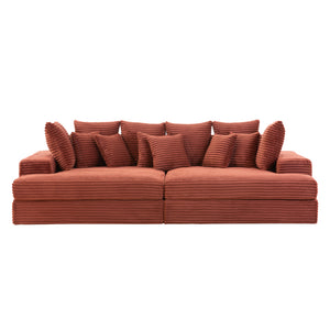 Canapé 4 places assise profonde en velours côtelé terracotta Cardiff packshot vue de face