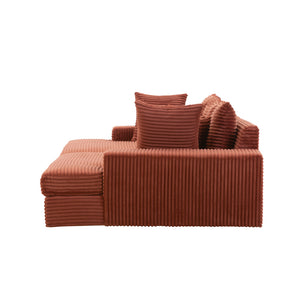 Canapé 4 places assise profonde en velours côtelé terracotta Cardiff packshot vue de profil