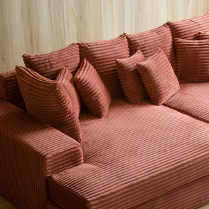 Canapé 4 places assise profonde en velours côtelé terracotta Cardiff assise profonde