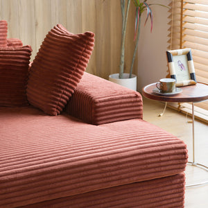 Canapé 4 places assise profonde en velours côtelé terracotta Cardiff zoom tissu ultra doux