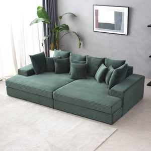 Canapé 4 places assise profonde en velours côtelé vert Cardiff vue de dessus