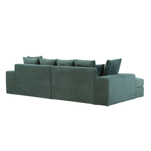 Canapé 4 places assise profonde en velours côtelé vert Cardiff packshot vue de dos de 3/4