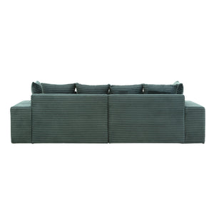 Canapé 4 places assise profonde en velours côtelé vert Cardiff packshot vue de dos