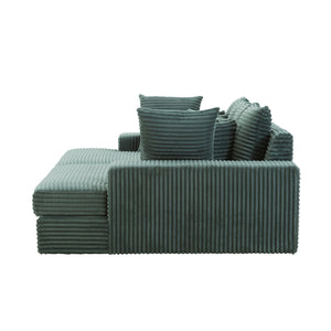 Canapé 4 places assise profonde en velours côtelé vert Cardiff packshot vue de profil
