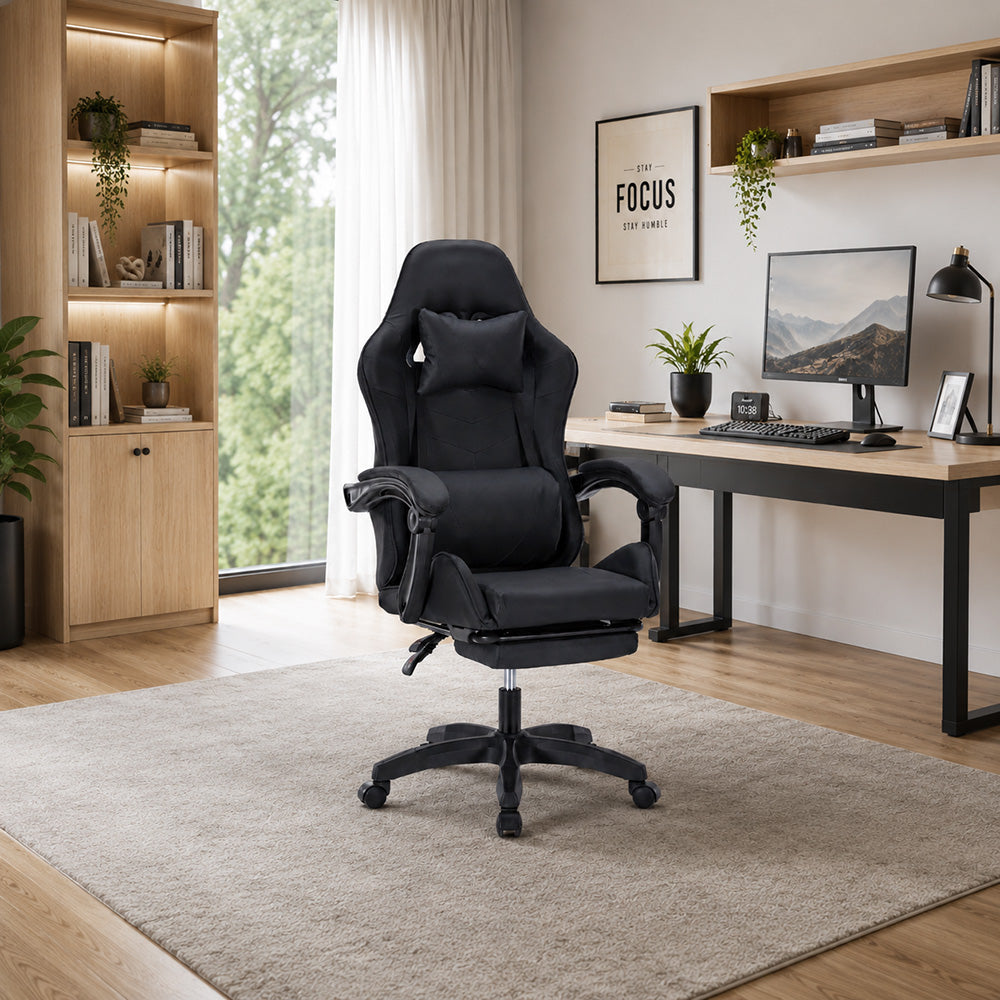 Chaise gaming de bureau ergonomique inclinable noir et noir AKRON