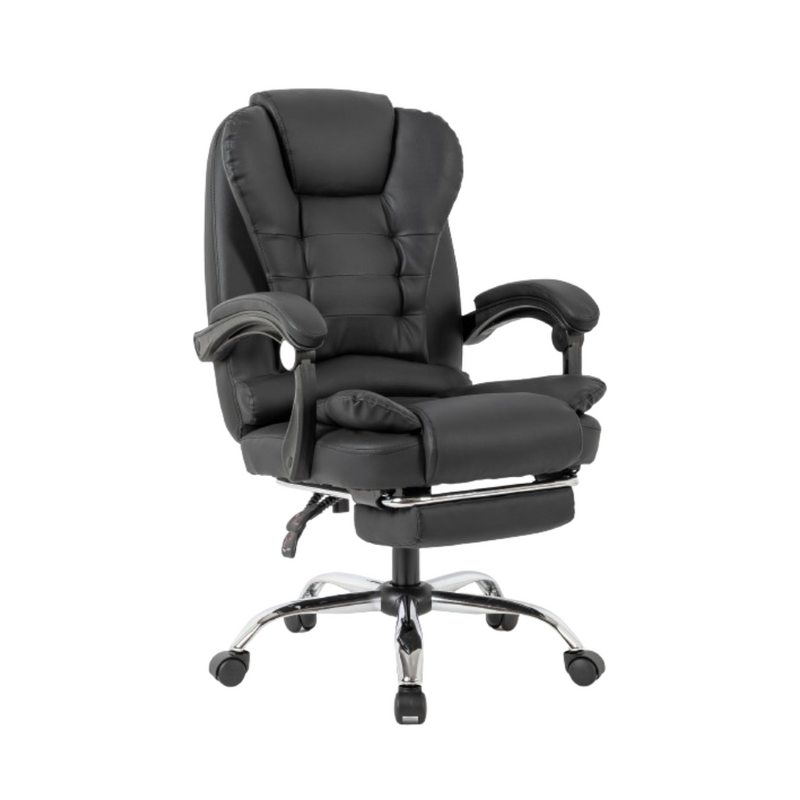 Chaise gaming noire fonction massante et repose-pieds intégré Elite - fond blanc 1