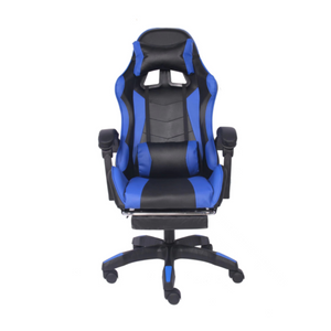 Chaise gaming massante avec repose pieds ultim bleu  - fond blanc 1