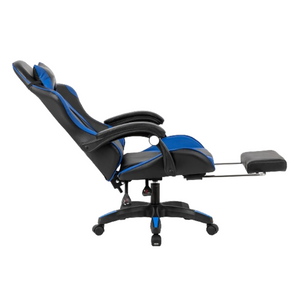 Chaise gaming massante avec repose pieds ultim bleu  - fond blanc 3
