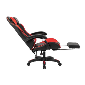 Chaise gaming rouge massante avec repose pieds ultim - fond blanc 3