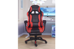 Chaise gaming rouge massante avec repose pieds ultim