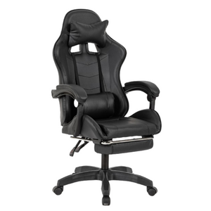 Chaise gaming massante noire avec repose pieds ultim - fond blanc 2