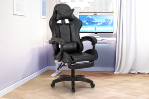 chaise gaming massante repose pied ultim noir ambiance concept usine