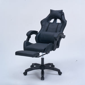 Chaise gaming de bureau ergonomique inclinable noire Altair packshot avec repose pied 
