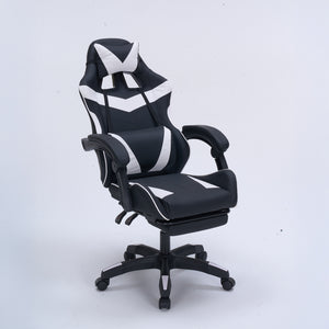 Chaise gaming de bureau ergonomique inclinable noir et blanc Altair packshot inclinée