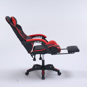 Chaise gaming de bureau ergonomique inclinable noir et rouge Altair packshot avec repose pied profil