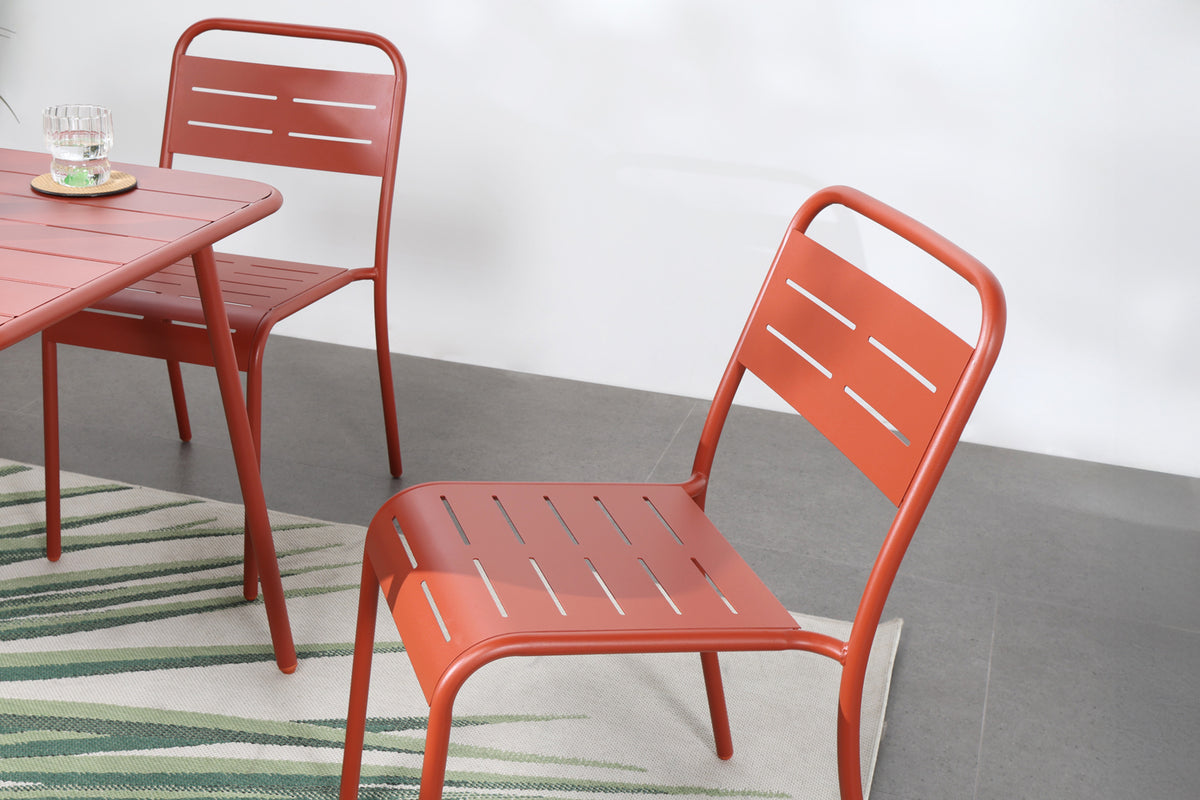 Lot de 4 chaises salon de jardin repas terracotta Bergame photo d'ambiance