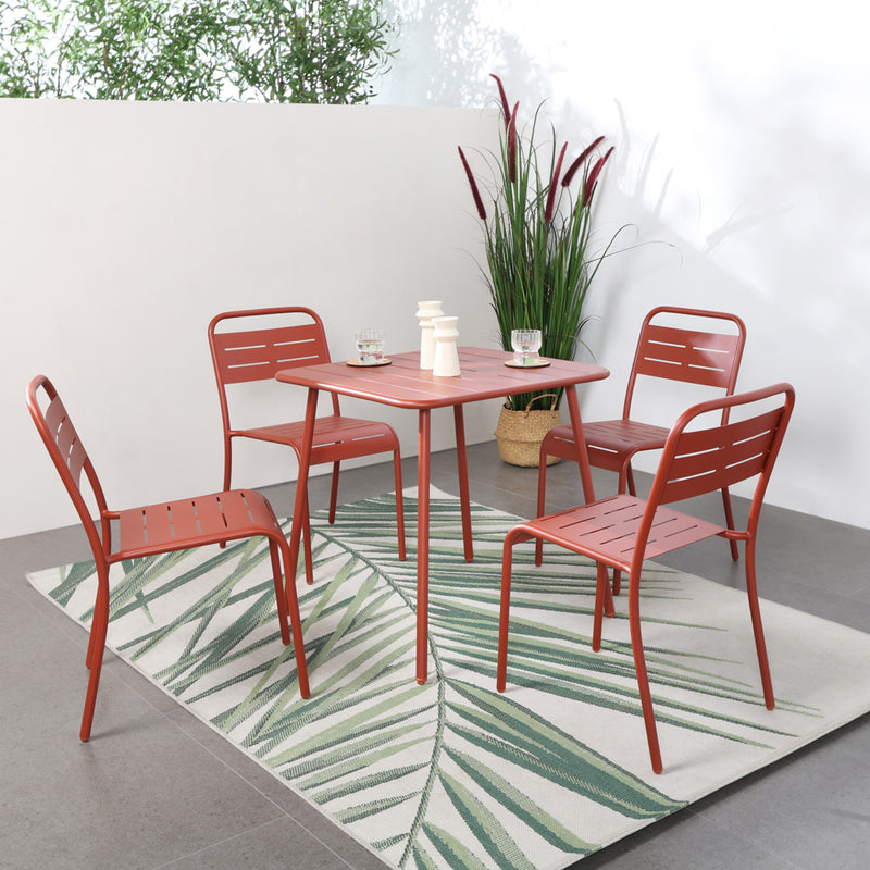 Lot de 4 chaises salon de jardin repas terracotta Bergame composition avec table