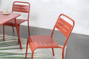 Lot de 6 chaises salon de jardin repas terracotta Bergame photo d'ambiance