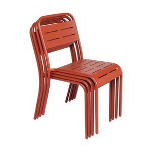 Lot de 6 chaises salon de jardin repas terracotta Bergame chaises empilables