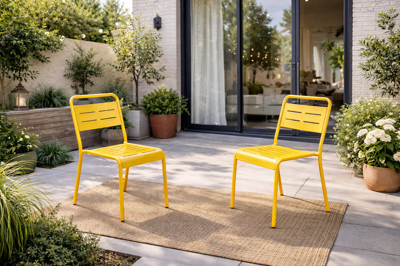 chaises acier jaune