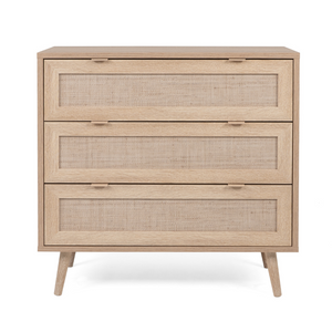 commode 3 tiroirs bois et cannage Tivat - fond blanc 1