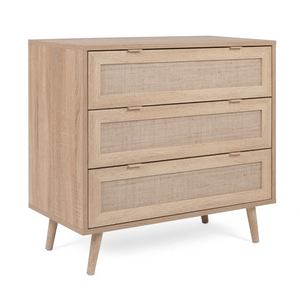 commode 3 tiroirs bois et cannage Tivat - fond blanc 3