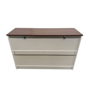 Commode 6 tiroirs blanc et bois 120cm Valla packshot vue de dos