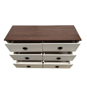 Commode 6 tiroirs blanc et bois 120cm Valla packshot ouvert