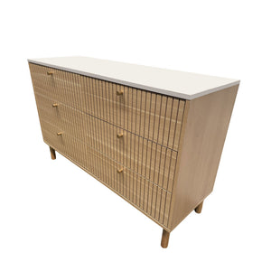 Buffet 6 tiroirs aspect bois et blanc 120cm Brox packshot profil