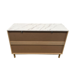 Buffet 6 tiroirs aspect bois et marbre 120cm Brox packshot dos