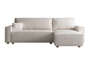 Canapé d'angle velours côtelé beige