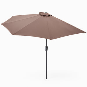 Demi parasol de balcon 270 cm chocolat en aluminium Catane packshot vue de dessus