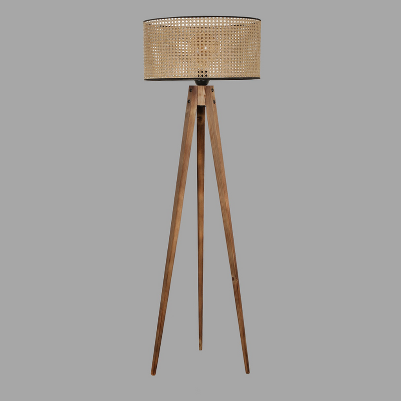 lampe 3 pieds bois romane fond gris concept usine