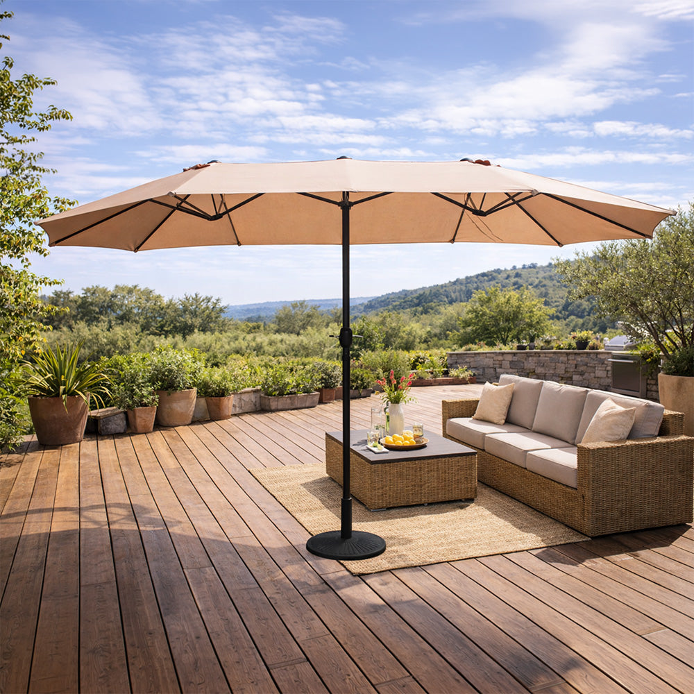 parasol rectangulaire double 2,7x4,6m taupe venice