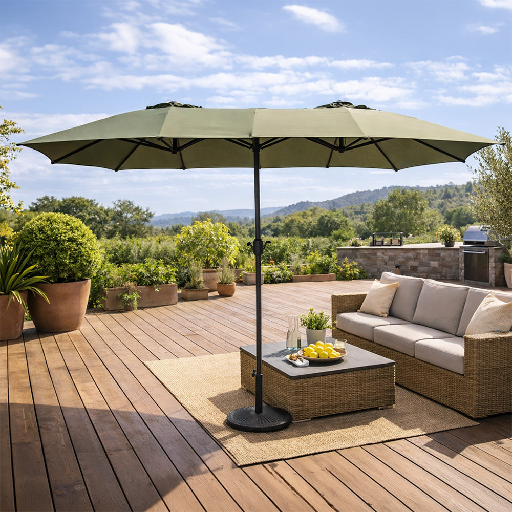 parasol rectangulaire double 2,7x4,6m vert venice