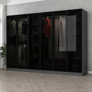 dressing avec étagères et penderie anthracite opera ambiance porte fermée 3 quarts concept usine