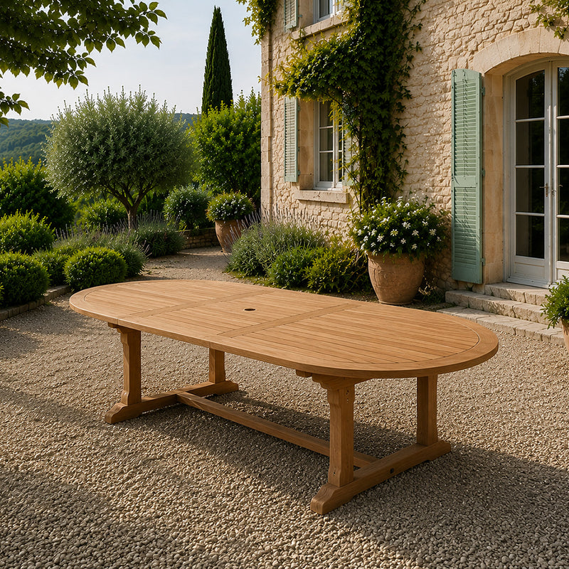 Table en teck ovale extensible 300 cm KAJANG