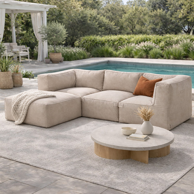 Salon de jardin modulable 4 places beige tissu déperlant Praiano