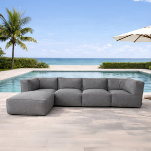 Ensemble poufs extérieur gris tissu déperlant 5 places Praiano
