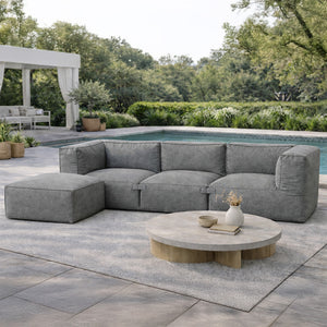 Salon de jardin modulable 4 places gris tissu déperlant Praiano