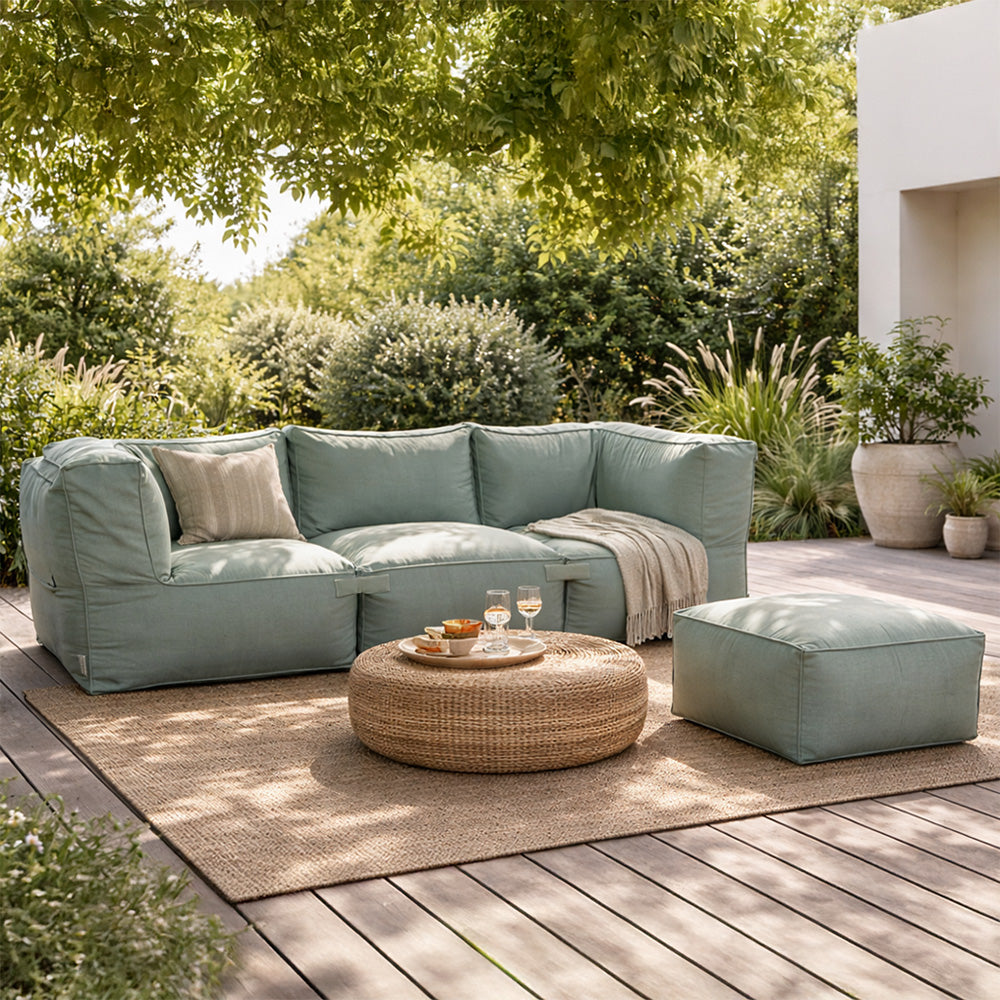 Salon de jardin modulable 4 places vert tissu déperlant Praiano