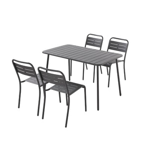 ensemble de jardin exterieur bergame 120 cm 4 chaises gris foncé 
