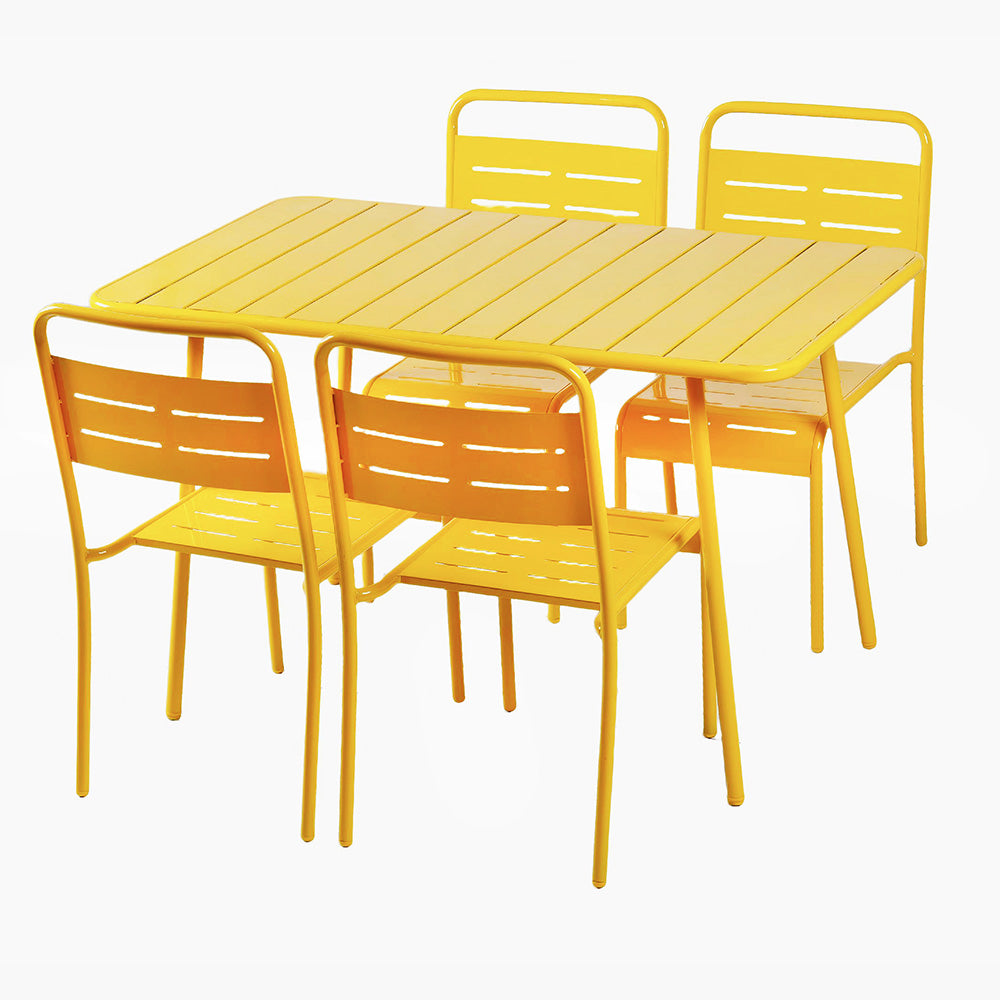 ensemble de jardin exterieur bergame 120 cm 4 chaises jaune