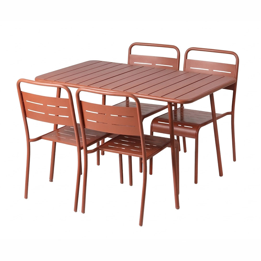 ensemble de jardin exterieur bergame 120 cm 4 chaises terracotta