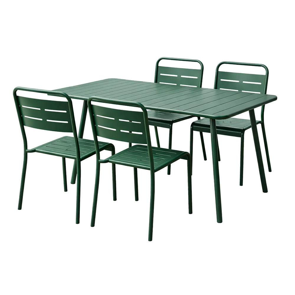 ensemble de jardin exterieur bergame 120 cm 4 chaises vert
